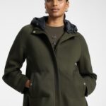 Parka de mujer en scuba con capucha longitud media ajuste regular Elena Miró Verde · El Corte Inglés